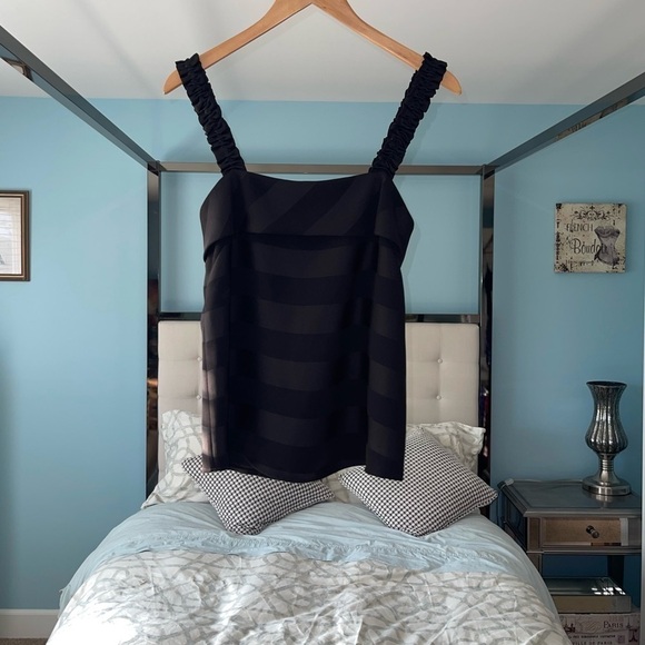 REBECCA VALLANCE Dolores Striped Satin Camisole Bias Straight Neck Ruffle Sz XS - Picture 2 of 12